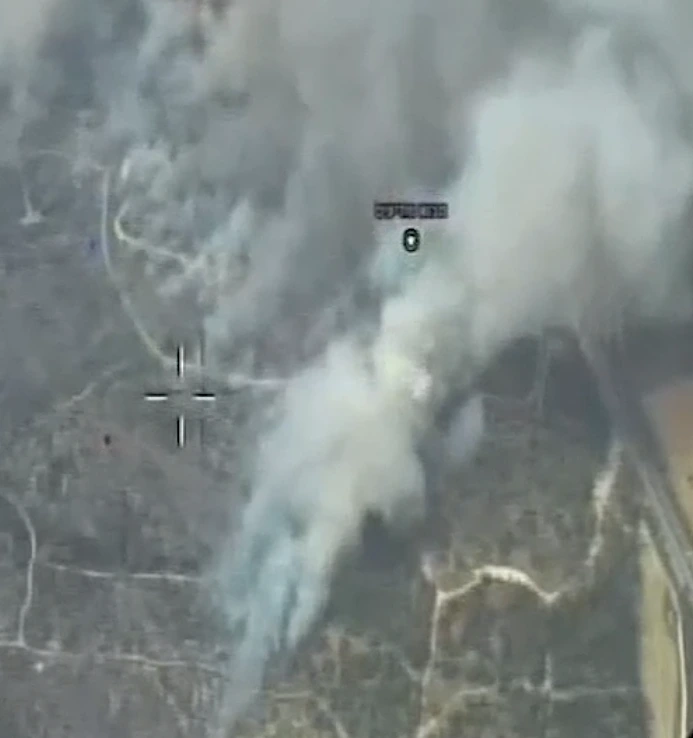 צילום מהמסוק המשטרתי של השריפה באזור יער בן שמן