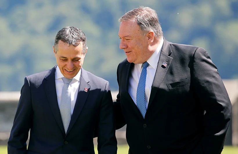 מייק פומפאו, שר החוץ של ארה''ב נפגש עם מקבילו השוויצרי