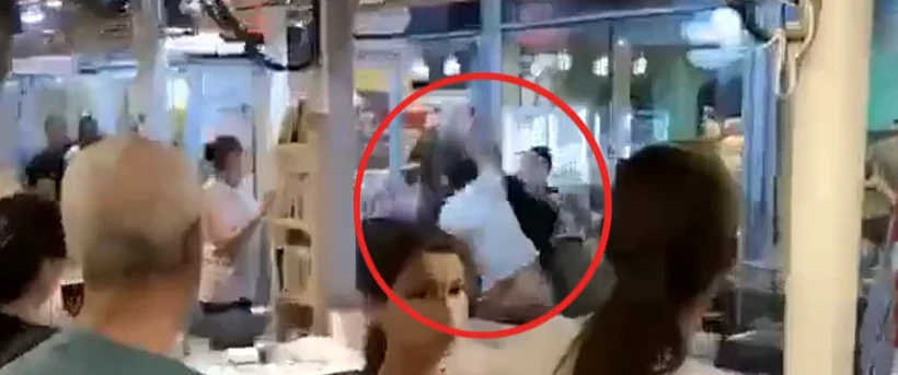 תיעוד הקטטה האלימה במסעדת ''בית הפנקייק'' בבית ינאי