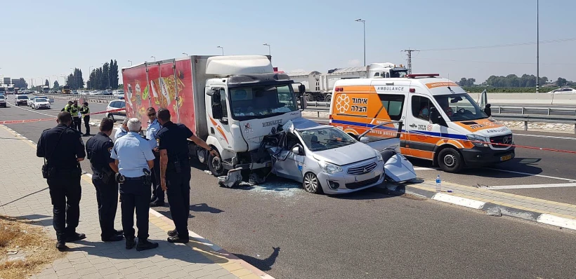 זירת התאונה בכביש 7