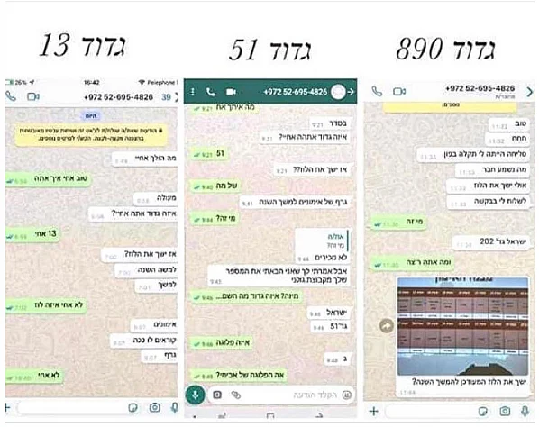 נסיונות לפנות לחיילים דרך אפלקציית המסרים ''וואטסאפ'' בשאלות על אימונים ופעילות צה''ל