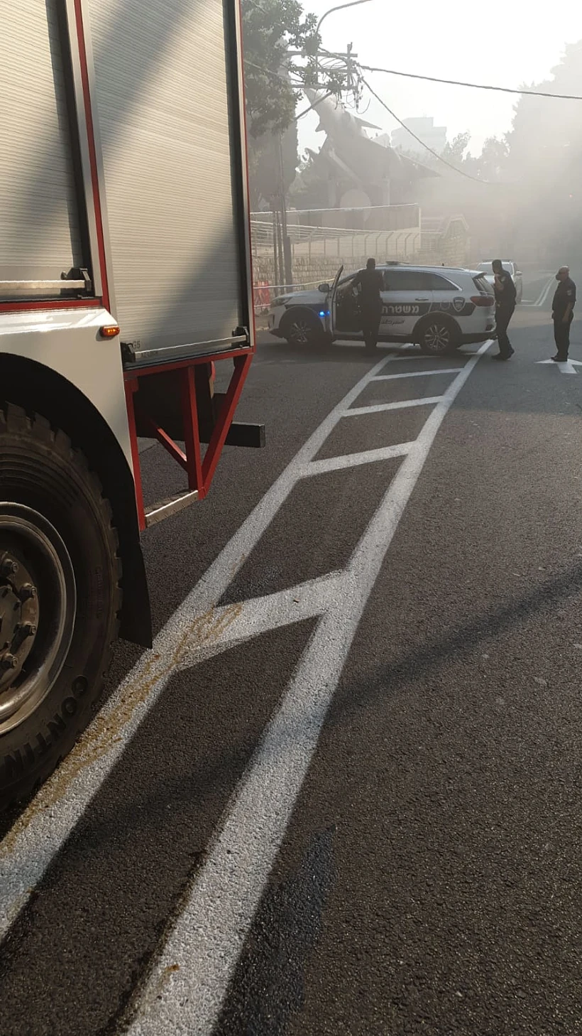 זירת השריפה בחיפה