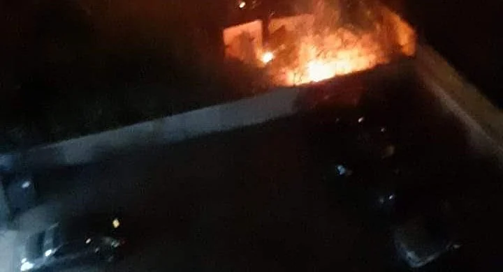 שריפה בביירות לאחר שלטענת חזבאללה התרסקו שני מל''טים