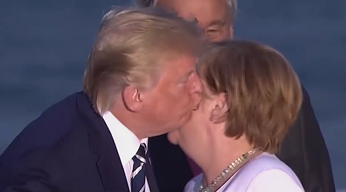 הנשיא טראמפ והקנצלרית מרקל בוועידת ''ג'י 7''