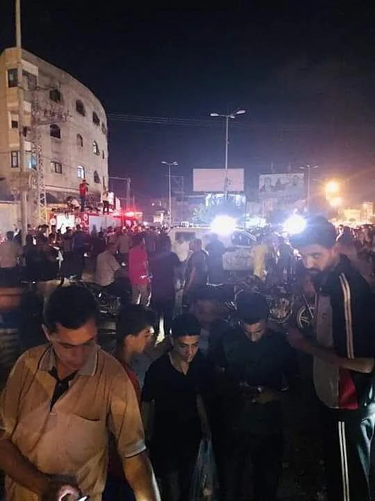 זירת הפיצוץ בעיר עזה, על פי דיווחים פלסטיניים
