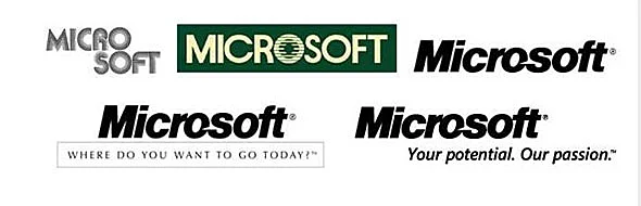 הלוגו של מיקרוסופט לאורך השנים