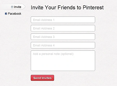 עמוד הזמנה לפינטרסט