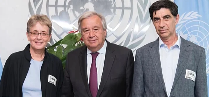 לאה ושמחה גולדין עם מזכל האו''ם אנטוניו גוטרש