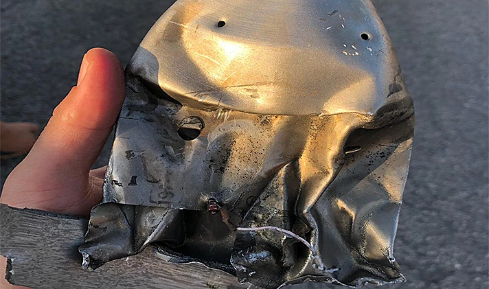 רסיסי טיל הנט ששוגר מלבנון לשטח ישראל