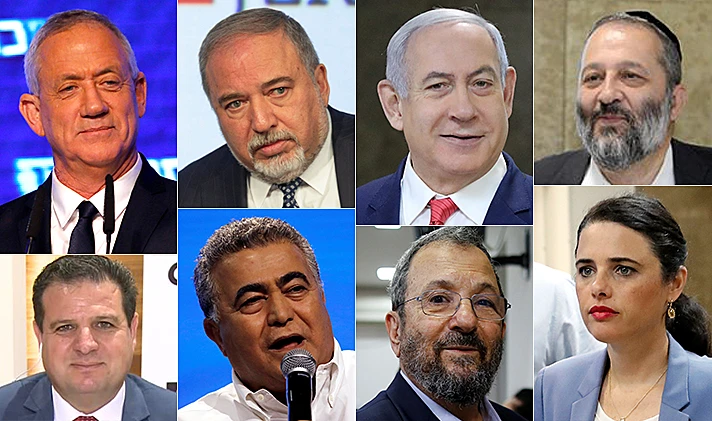 בני גנץ, בנימין נתניהו, אהוד ברק, אביגדור ליברמן, איילת שקד, איימן עודה, עמיר פרץ, אריה דרעי