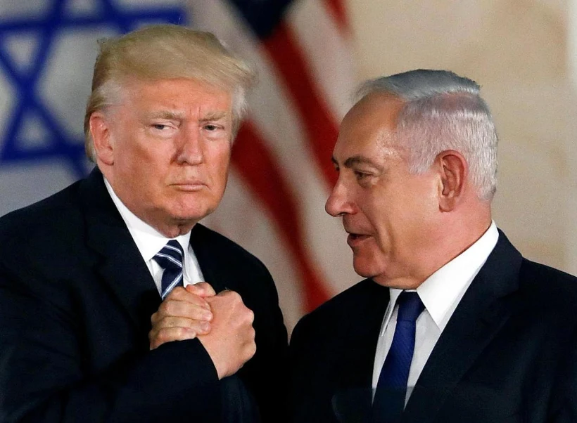 נשיא ארה''ב דונלד טראמפ וראש הממשלה בנימין נתניהו במוזיאון ישראל בירושלים