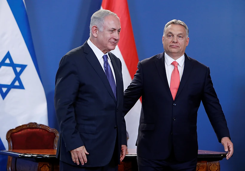 ראש הממשלה נתניהו לצד מקבילו ההונגרי ויקטור אורבן, בעת ביקורו בבודפשט