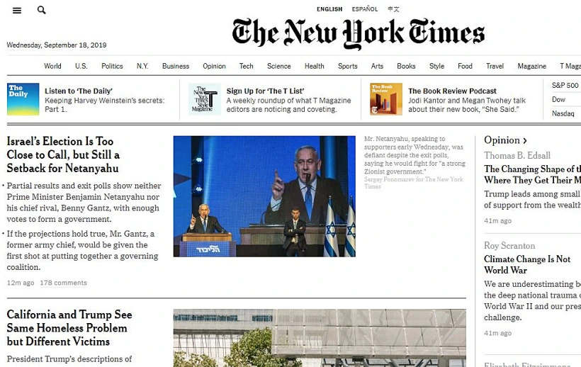 בחירות 2019 בחדשות העולם