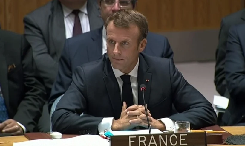מקרון בישיבת מועצת הביטחון של האו''ם