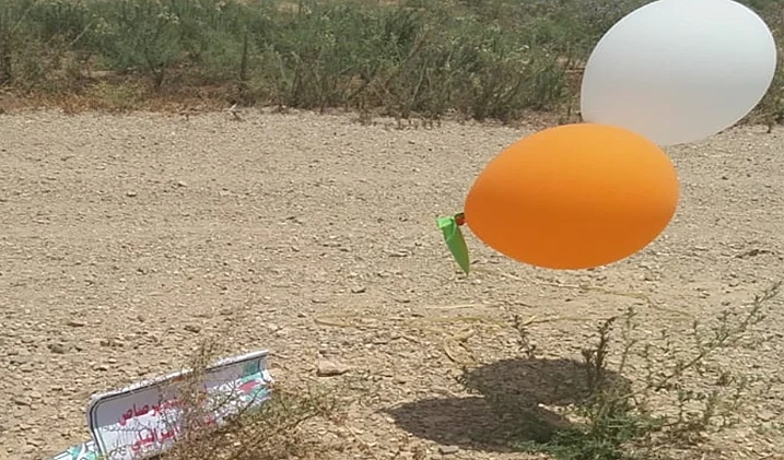 בלונים שנחתו בקיבוץ שבגזרת מועצה אזורית שער הנגב