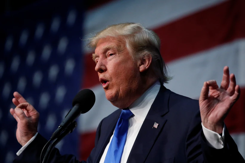 דונלד טראמפ, המועמד הרפבוליקני לנשיאות ארצות הברית, בעצרת בחירות באיווה