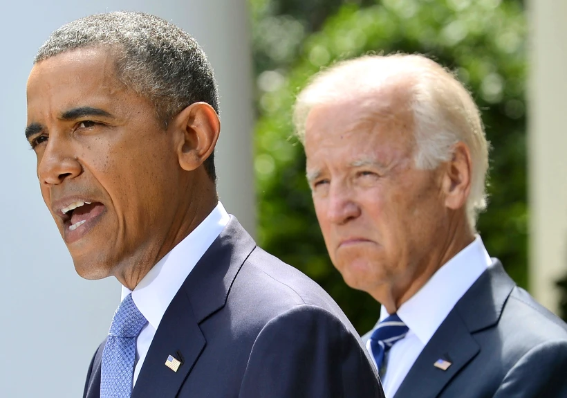 נשיא ארה''ב, ברק אובמה, וסגנו, ג'ו ביידן, בהצהרה על סוריה