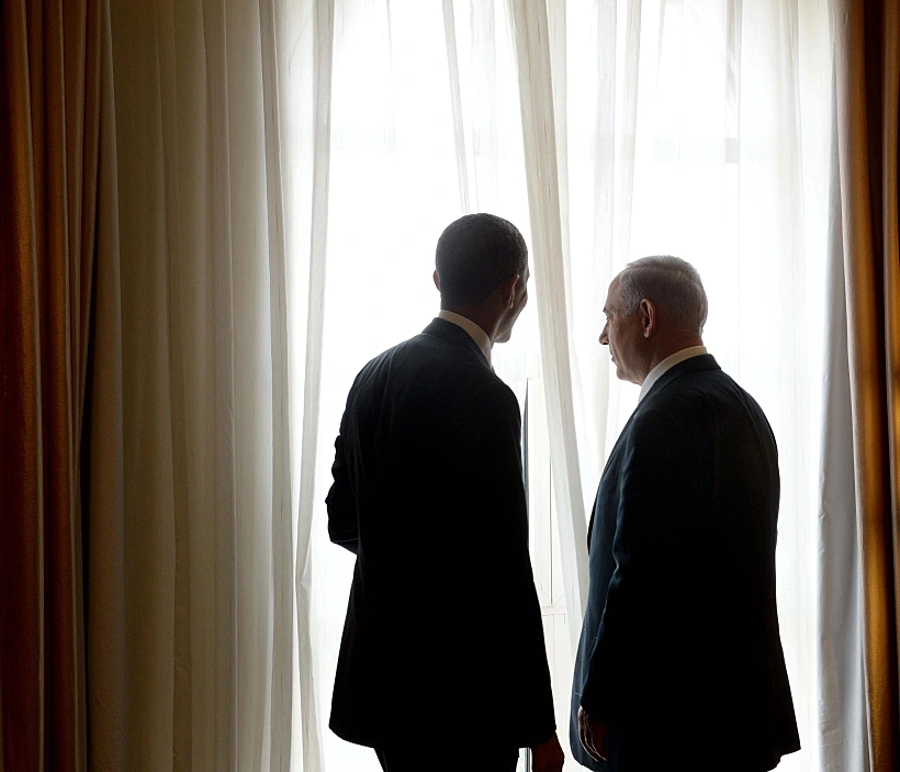 בנימין נתניהו וברק אובמה בפגישתם במלון המלך דוד בירושלים