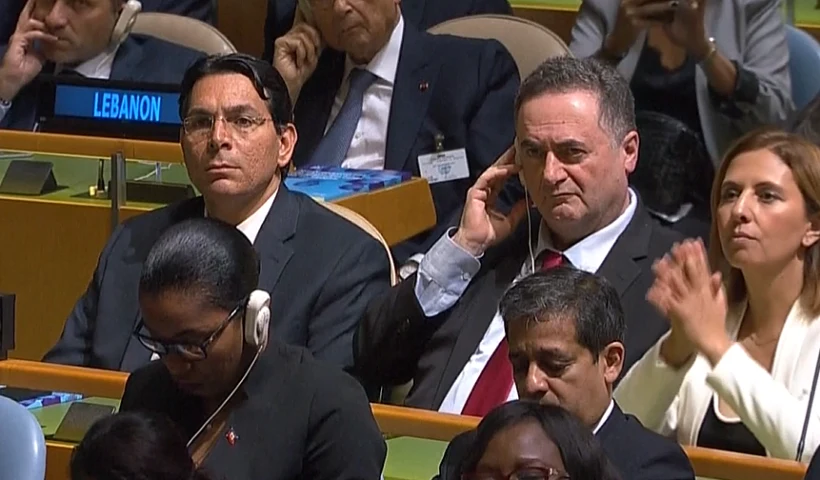 שגריר ישראל באו''ם דני דנון ושר החוץ ישראל כץ בעצרת בניו יורק