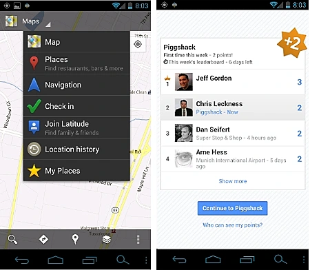 שירות המיקום של גוגל Latitude ניקוד ודירוג משתמשים