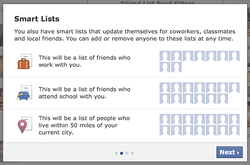רשימות חברים חכמות בפייסבוק