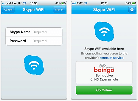 אפליקציית סקייפ Wi-Fi ל-iOS
