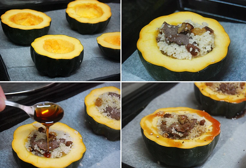 דלעת ערמונים במילוי קוסקוס ובשר