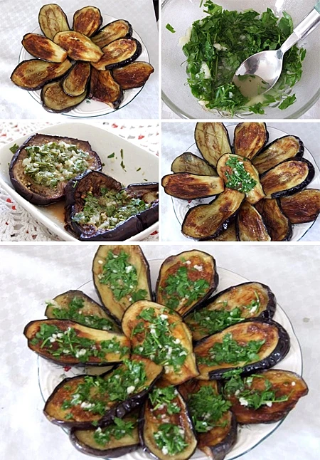 חצילים עם פטרוזיליה ושום