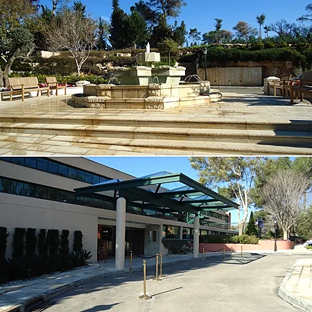 כניסת המלון אשר נשרה ונבנתה מחדש. פתיחה מחודשת לאחר השריפה הגדולה בכרמל