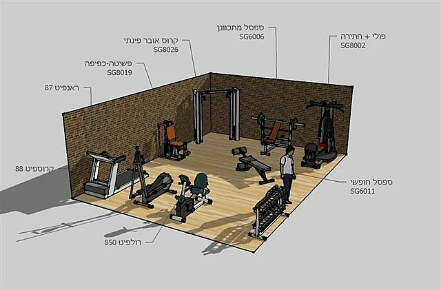 תכנון חדר כושר ביתי על פי הזמנה של לקוח