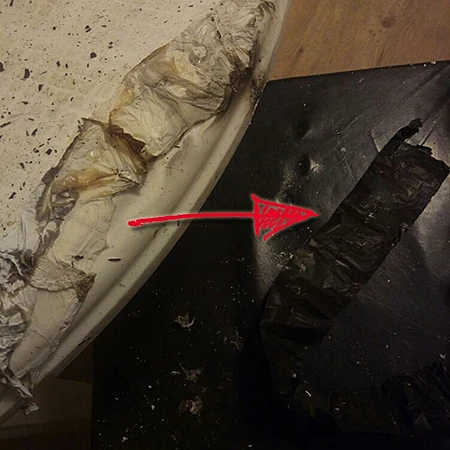 סוללת המכשיר ה- V10 LG  אחרי שהתלקחה