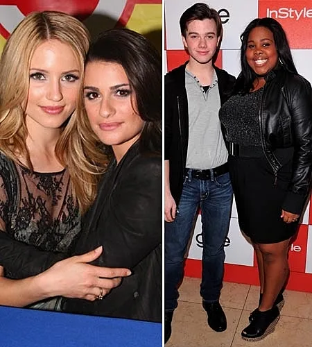 שחקני glee אמבר ריילי, כריס קולפר, ליה מישל, דיאנה אגרון