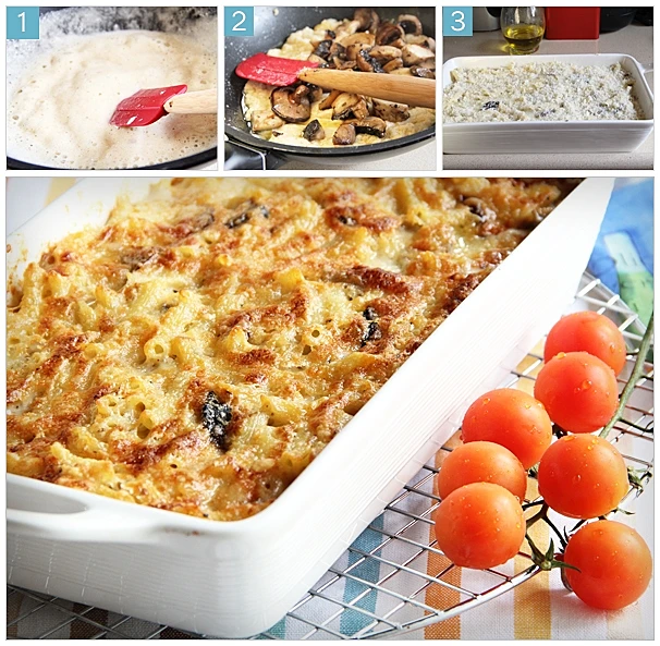 מאפה פסטה פטריות וגבינות מוקרם