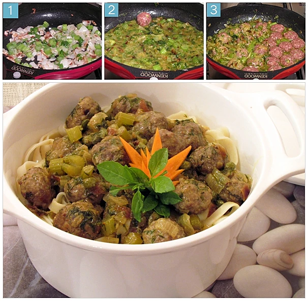 פסטה עם קציצות בשר