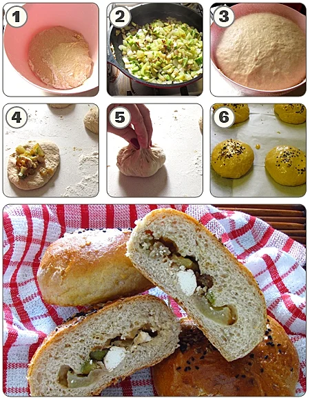 לחמניות במילוי ירקות וגבינות