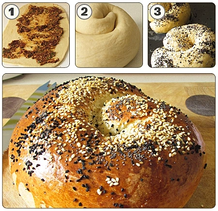 חלת שבלול במילוי עגבניות מיובשות