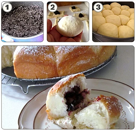 כופתאות שמרים במילוי ריבה ופרג