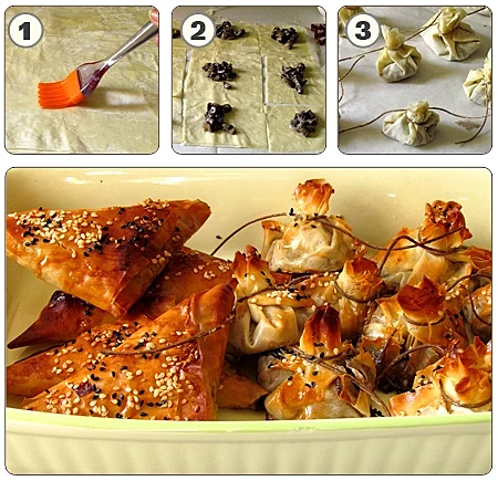 בצק פילו במילוי פטריות