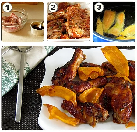 כנפיים בתנור עם רצועות בטטה