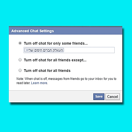 Turn off chat for only some friends
