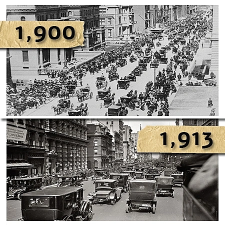 צילום של השדרה החמישית בניו יורק בהפרש של 13 שנים