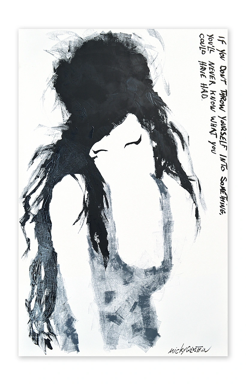 Amy, black and white, Oil painting( Micky Goldstein)