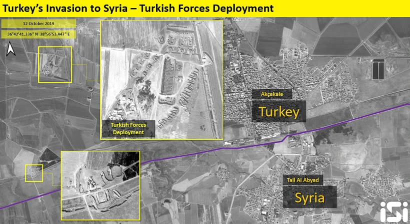 צילומי לויין של מהלכי הצבא הטורקי בצפון סוריה