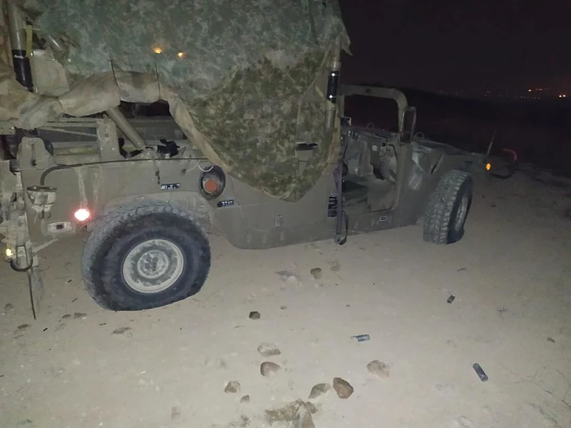 הרכב הצבאי שגלגליו נוקבו ע''י מתנחלים ביצהר