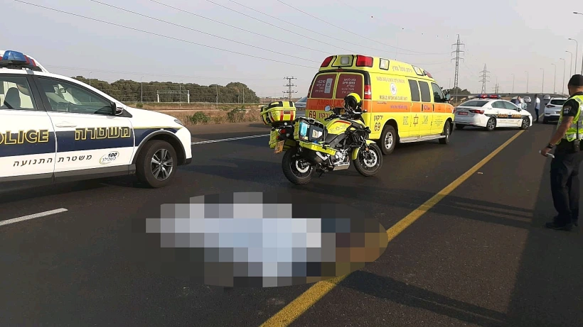 זירת התאונה באיילון צפון בה נהרג צעיר כבן 25