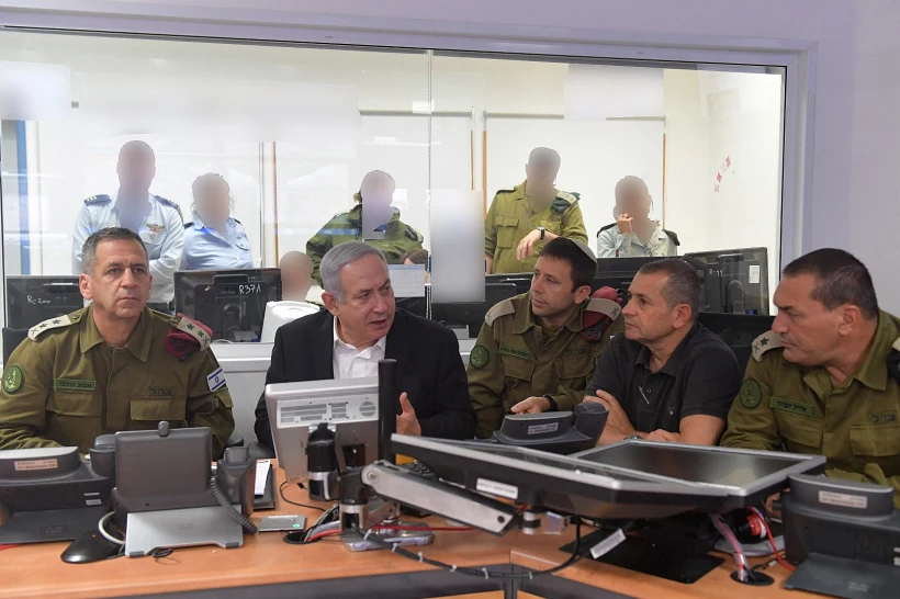 ראש הממשלה בנימין נתניהו, הרמטכ''ל אביב כוכבי, סגן רמטכל וראש השבכ בלילה שבו חוסל בכיר הג'יהאד האסלאמי