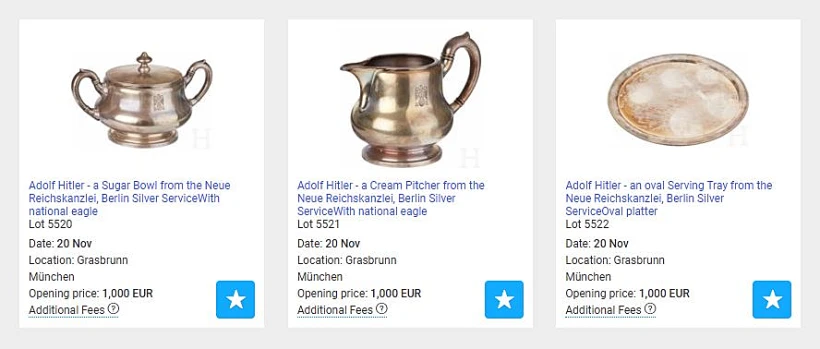 כלי כסף שהיו שייכים להיטלר