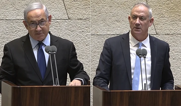 יו''ר הליכוד בנימין נתניהו ויו''ר כחול לבן בני גנץ