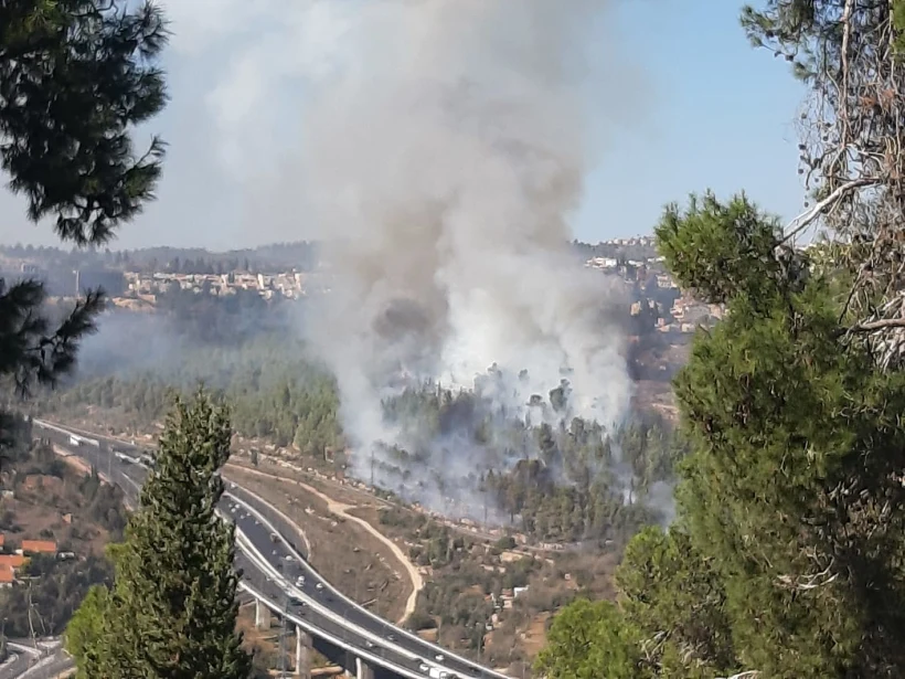 שריפה בוואדי הסמוך לרחוב השושנה במבשרת ציון