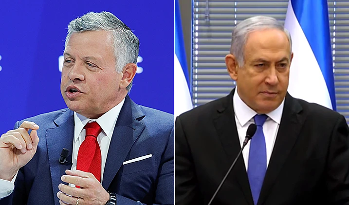 בנימין נתניהו יו''ר הליכוד וחוסיין מלך עבדאללה השני